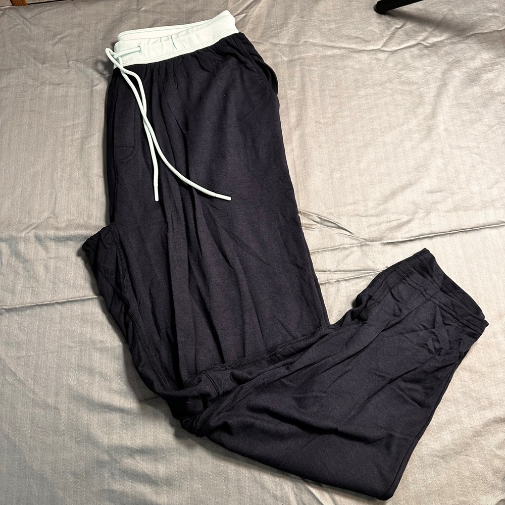 Jambys Long  Navy Blue Mint Green‎ Modal Lounge Pants Mens Large L Sweatpants